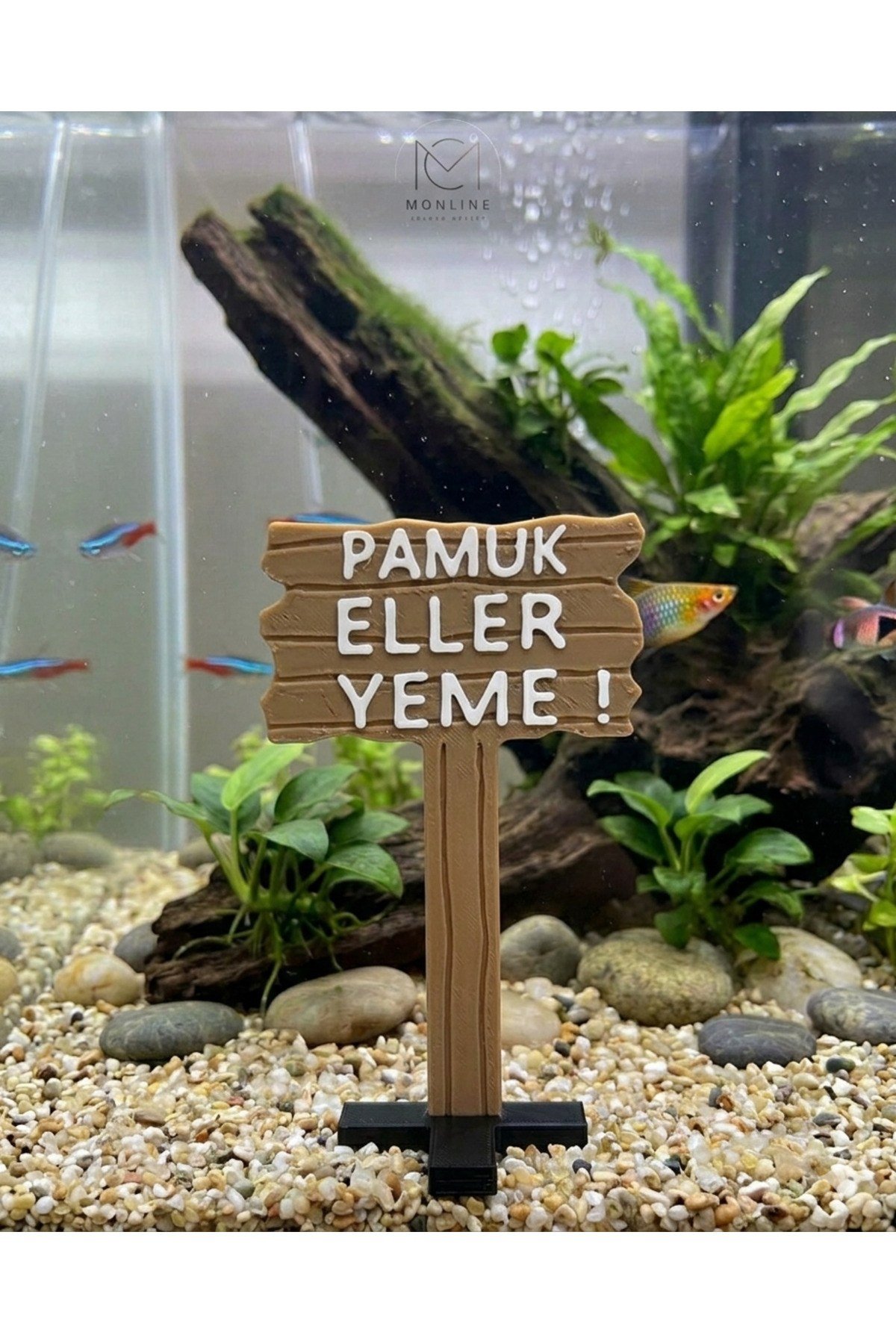 AKVARYUM DEKORU BALIK TABELASI "PAMUK ELLER YEME!"