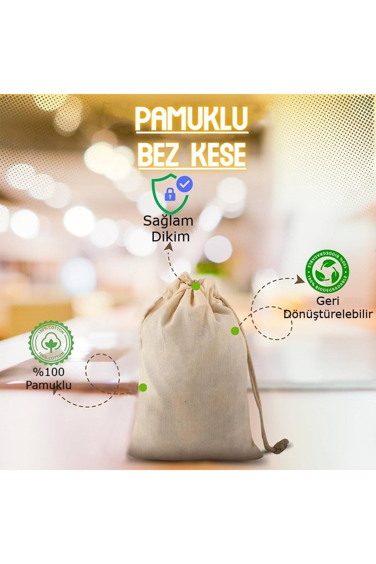 HAMBEZ ÇOK AMAÇLI KESE 12X15 CM PAMUKLU KESE, TORBA 1 adet