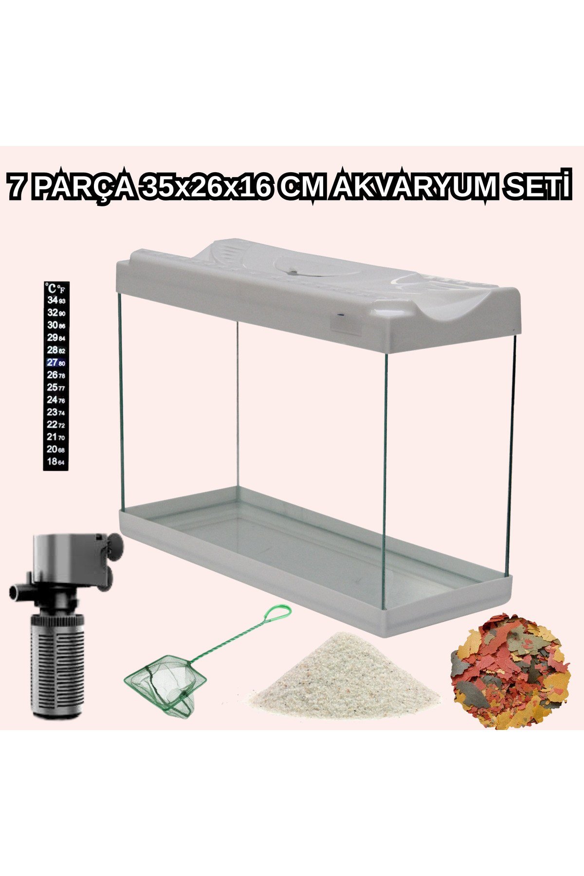 AKVARYUM SETİ 7 PARÇA 35CM (MUHTELİF RENK)