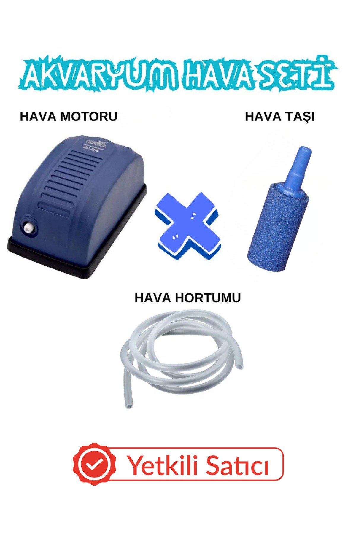 AKVARYUM SETİ HAVA MOTORU-HORTUM-HAVA TAŞI ÜÇLÜ SET