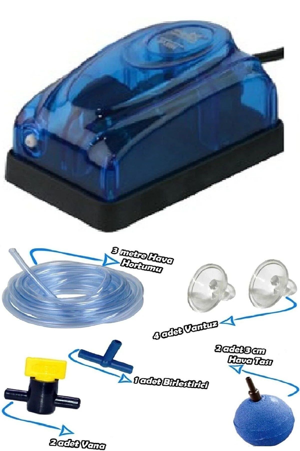 Akvaryum Hava Motoru 3w Süper Set